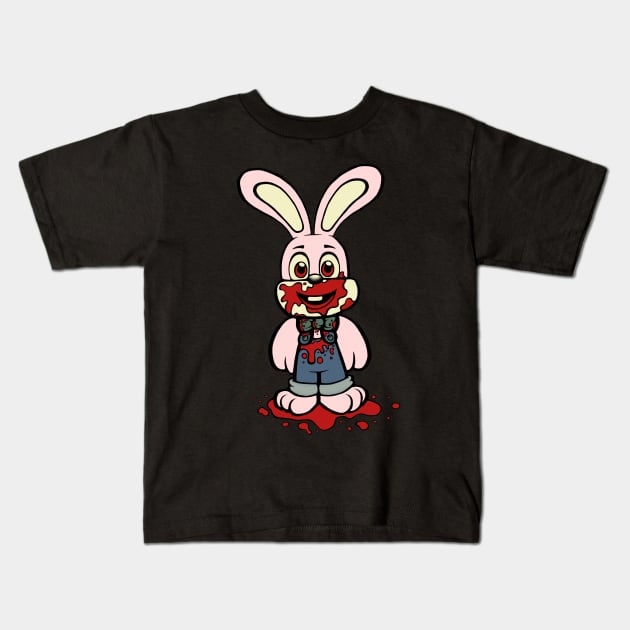 Pink Robbie the Rabbit Kids T-Shirt by jellysoupstudios